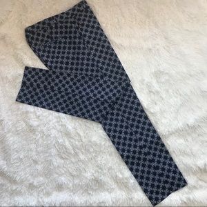 Joe Fresh Blue And White Floral Print Ankle Pants